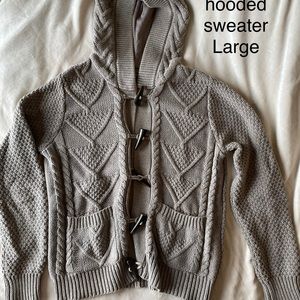 Hooded toggle button sweater